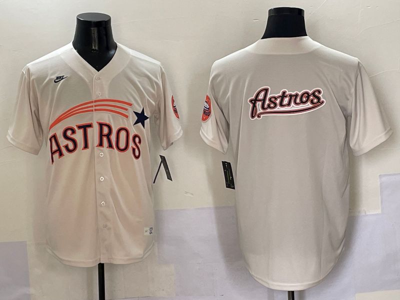 Men Houston Astros Blank Cream Five generations Joint Name 2025 Nike MLB Jersey style 16->houston astros->MLB Jersey